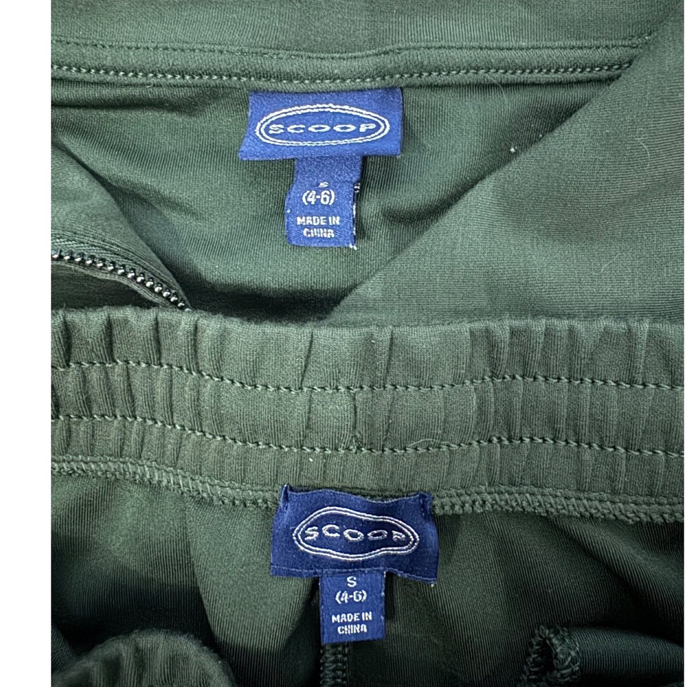 Scoop Womens Forest Green Quarter Zip Sweatshirt and Cargo Jogger Lounge Set S - Picture 2 of 7